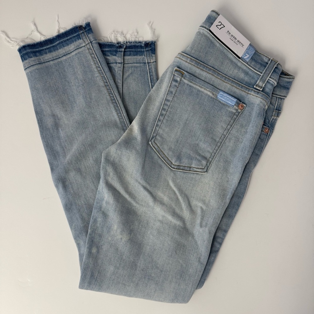 7 For All Mankind Blue Ankle Cropped Jeans